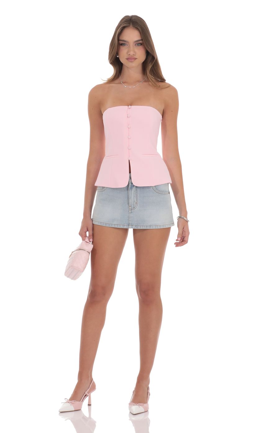 Picture Strapless Tailored Vest in Pink. Source: https://media-img.lucyinthesky.com/data/product-media/850xAUTO/6a87a483-8e91-47ae-8c4b-6959de372556.jpg