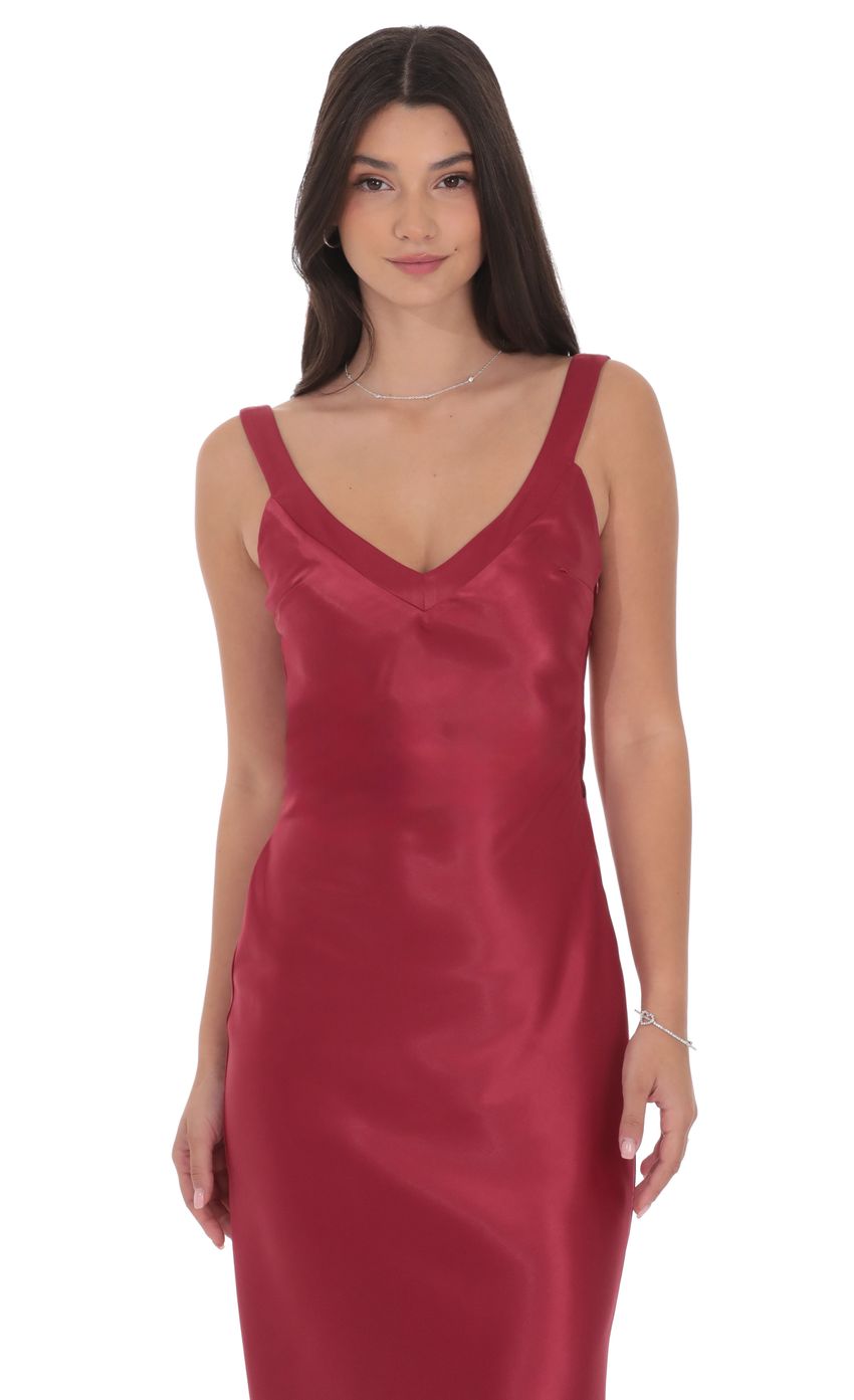 Product image for Satin Open Back Maxi Dress in Maroon