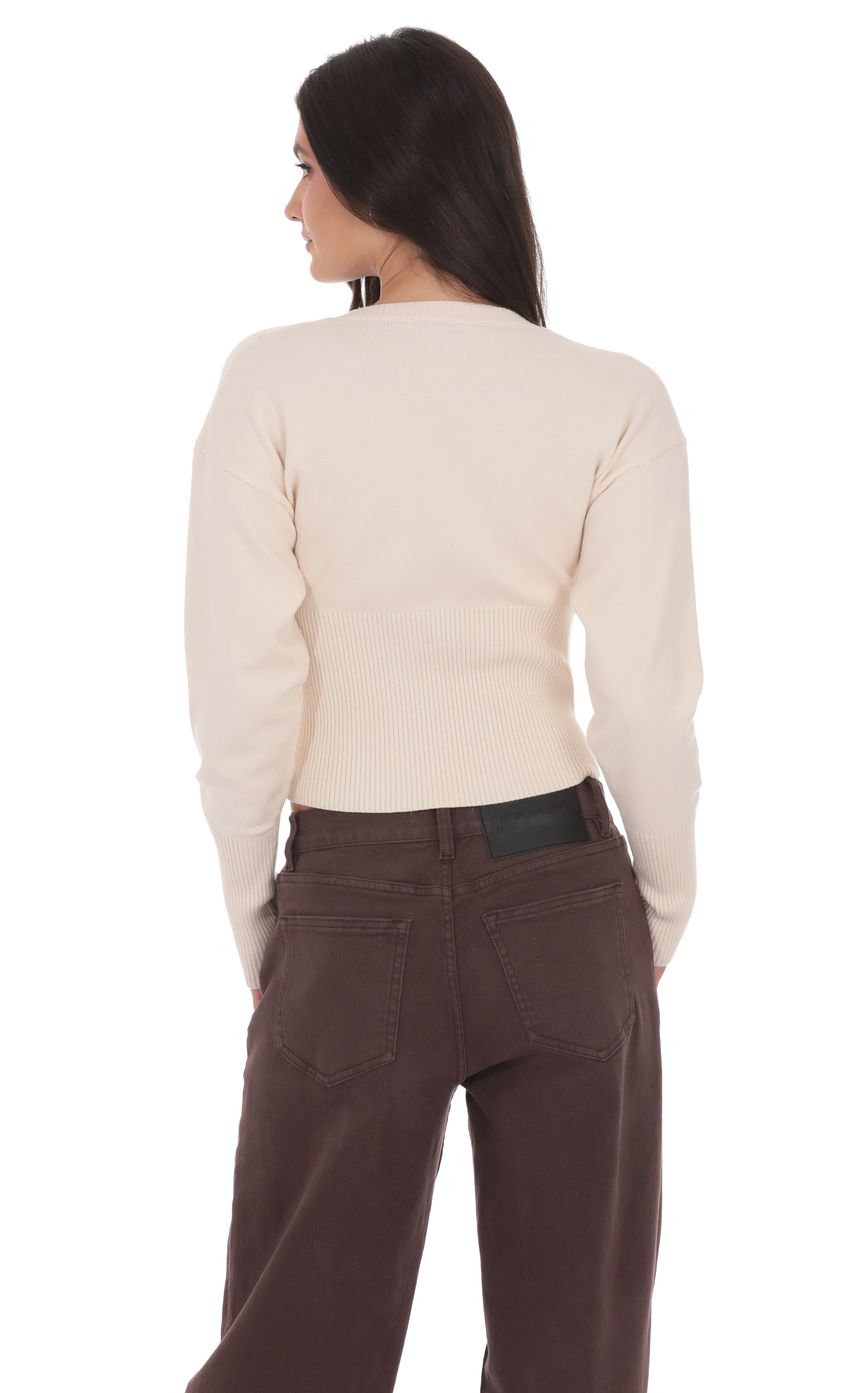 Изображение товара для Кардиган из трикотажа с поясом кремовый