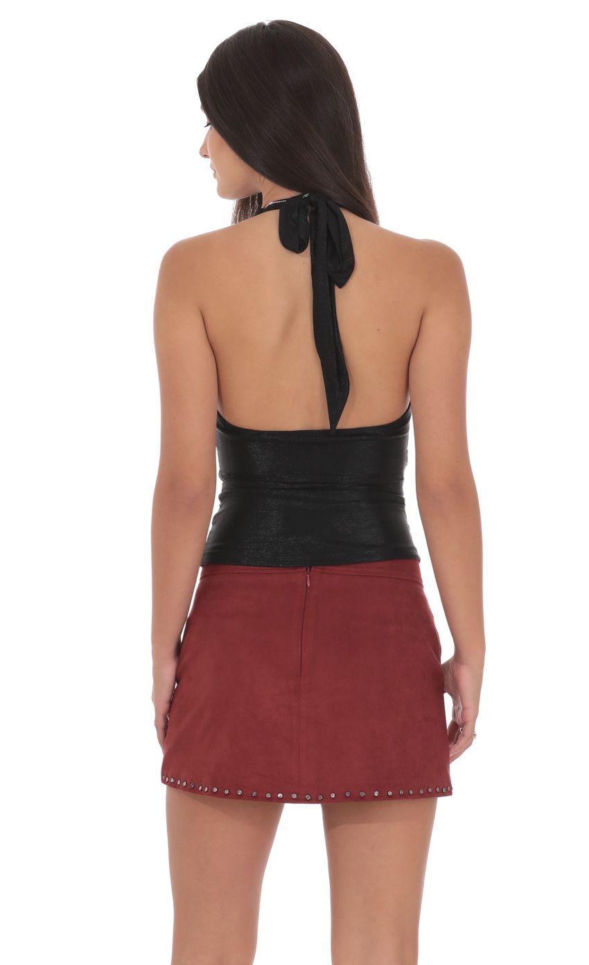 Product image for Studded Suede Skirt in Maroon