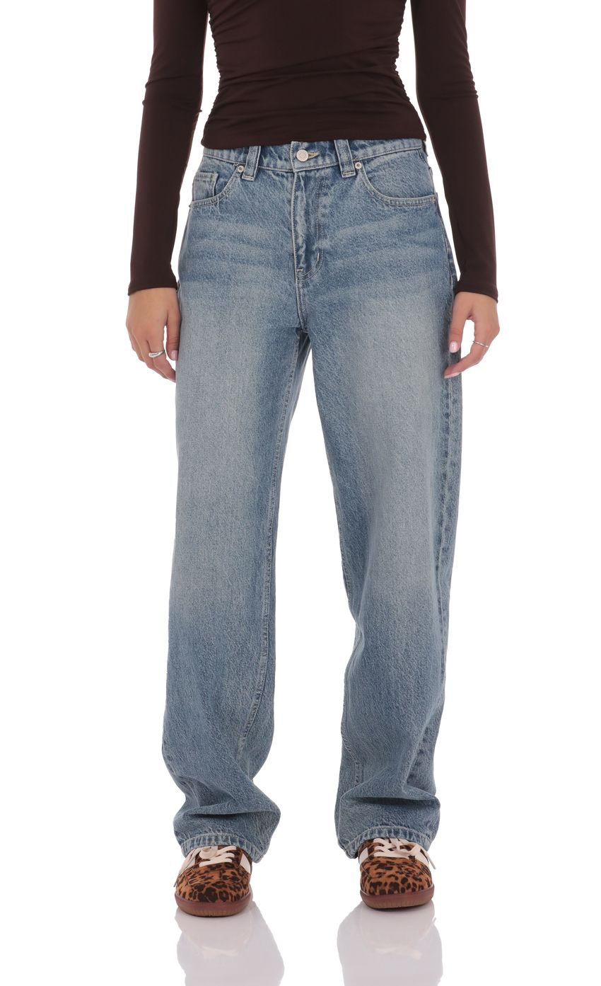 Изображение товара для Джинсы свободного кроя небесного цвета