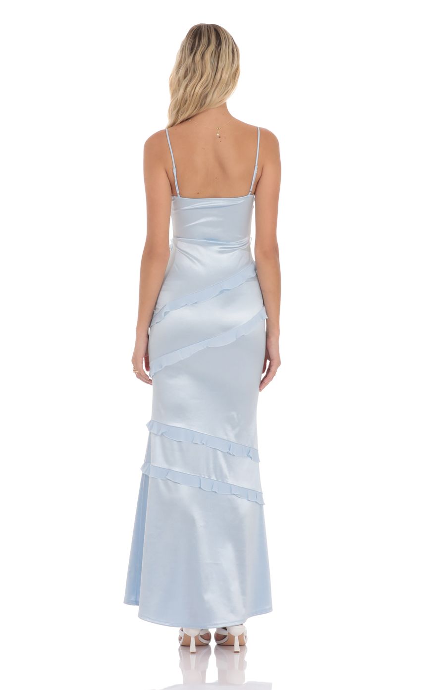 Picture Satin V-Neck Ruffle Mermaid Maxi Dress in Light Blue. Source: https://media-img.lucyinthesky.com/data/product-media/850xAUTO/6bf90656-2649-47cd-b2c2-bd6111d29fe6.jpg