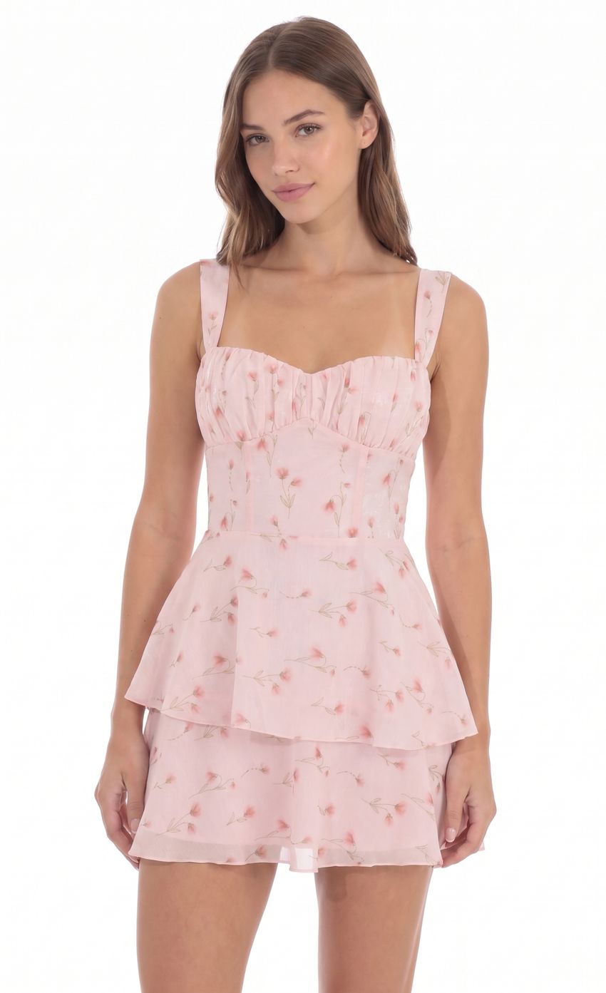 Product image for Ruched Floral Dress in Pink