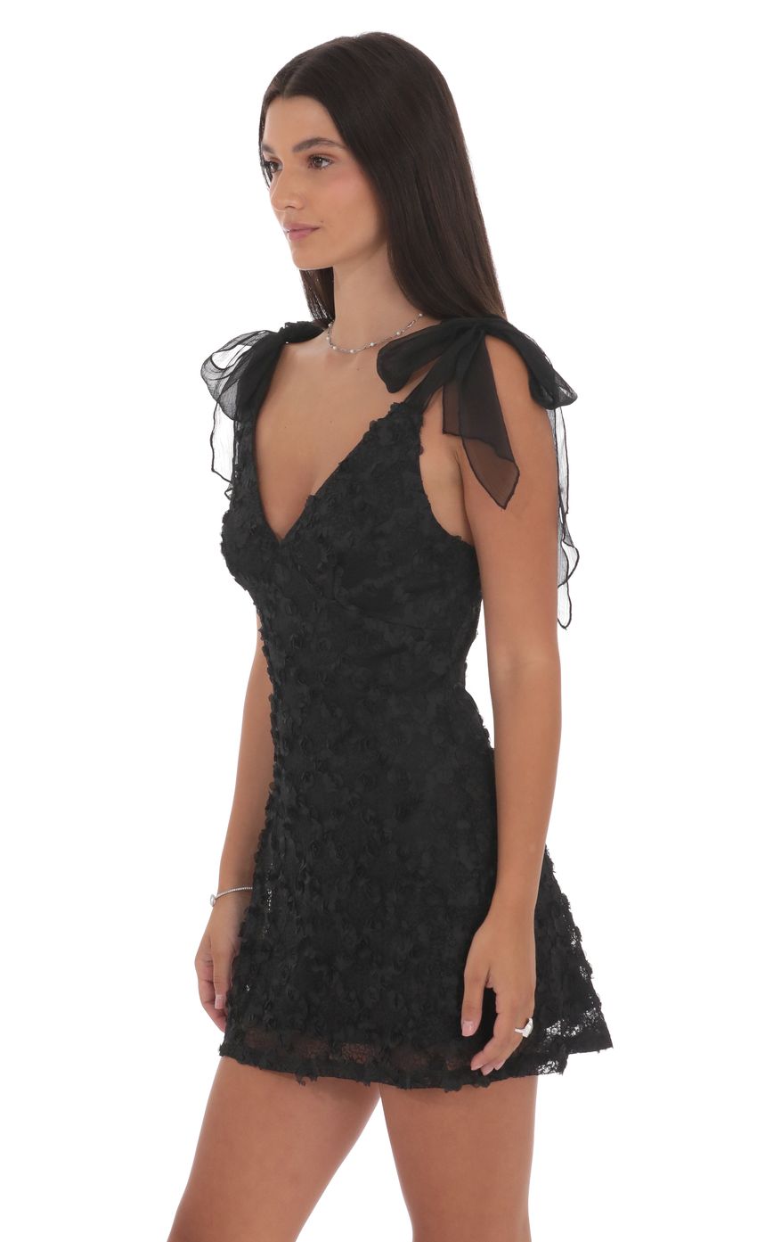 Product image for Textured Floral V-Neck Dress in Black