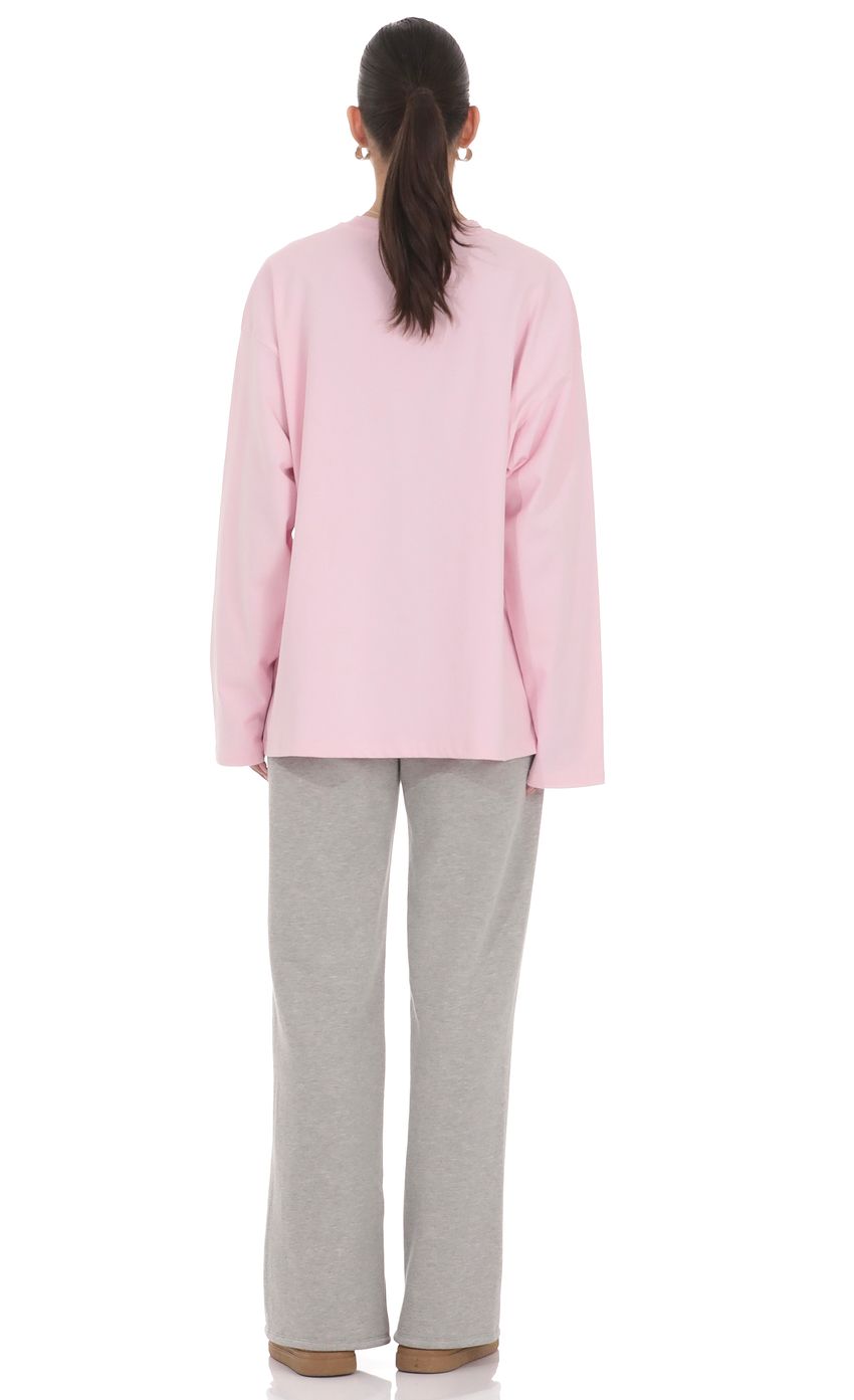 Product image for Lucy Graphic Crewneck Shirt in Pink