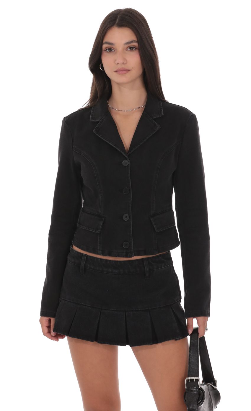 Product image for Cropped Denim Jacket in Black