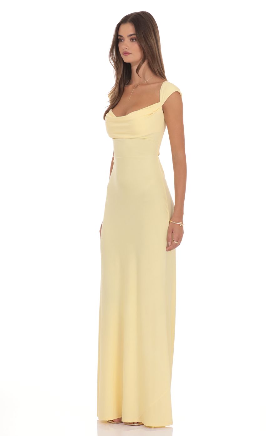Product image for Strappy Cowl Neck Maxi Dress in Yellow