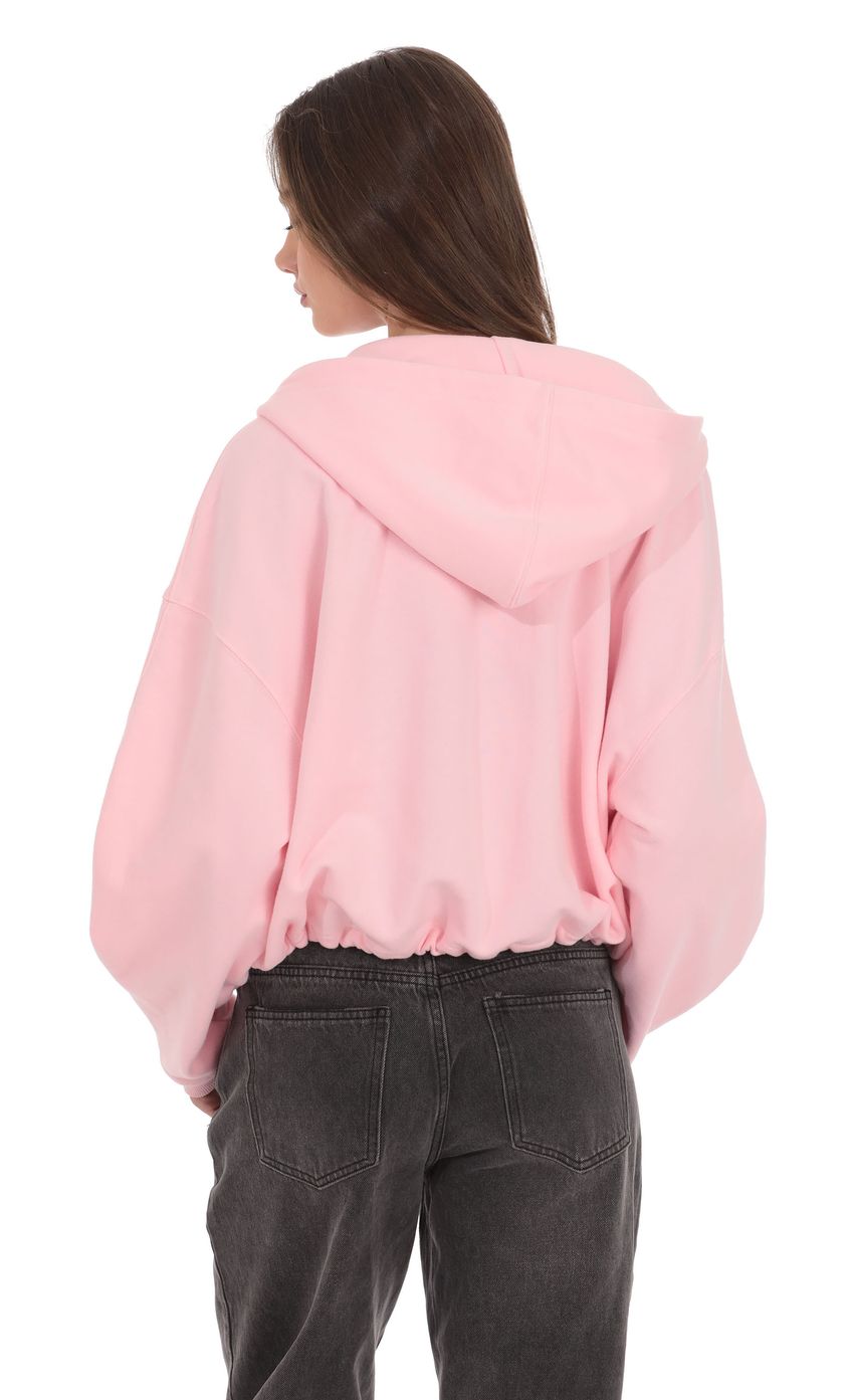 Изображение товара для Розовое худи на молнии из флиса