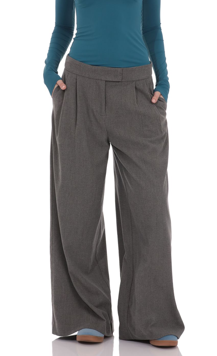 Product image for Pleated Baggy Trousers in Grey