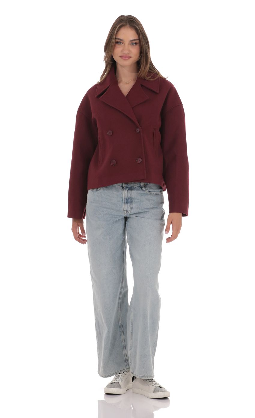 Изображение товара для Короткий двубортный тренч в цвете бордо