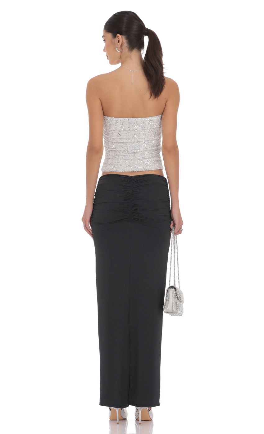 Product image for Ruched Bodycon Maxi Skirt in Black