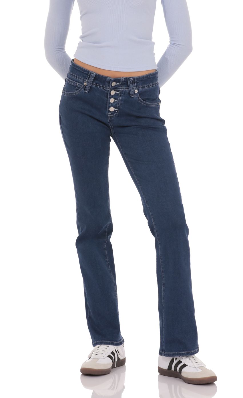 Product image for Button-Fly Slim Jeans in Dark Blue