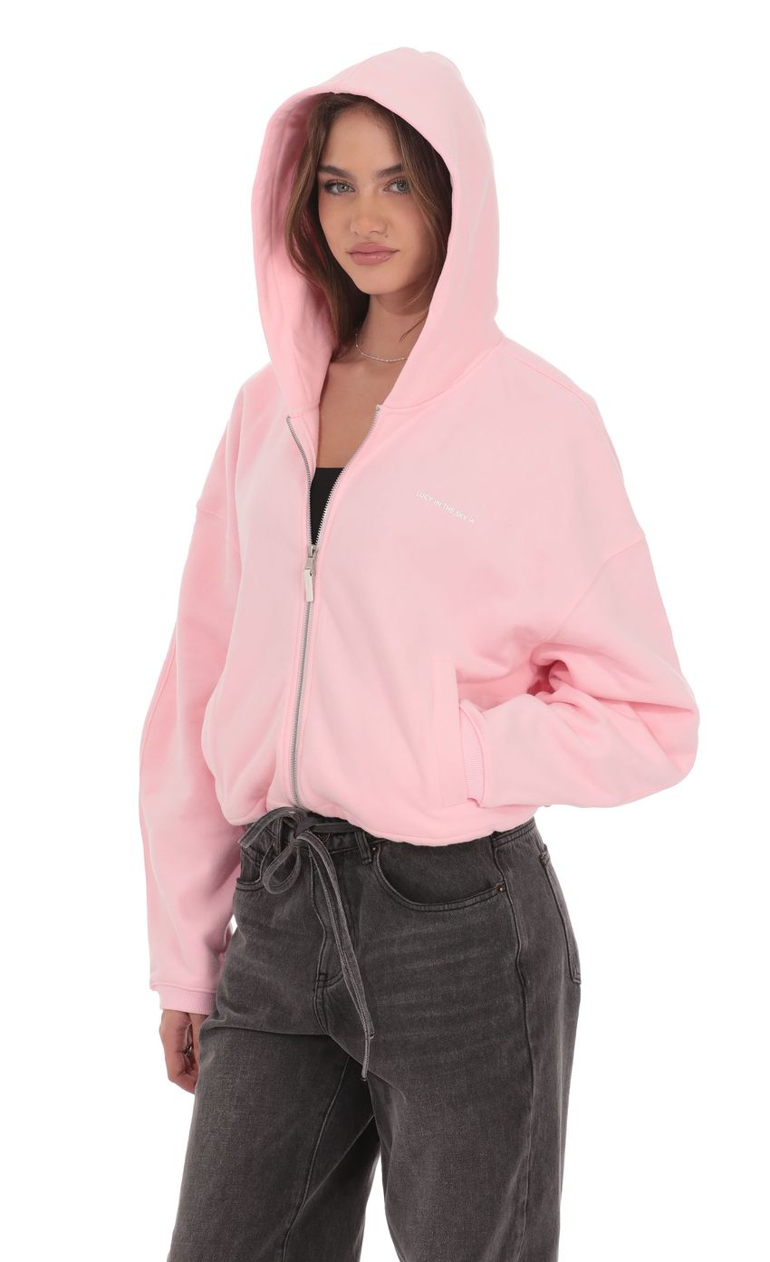 Изображение товара для Розовое худи на молнии из флиса