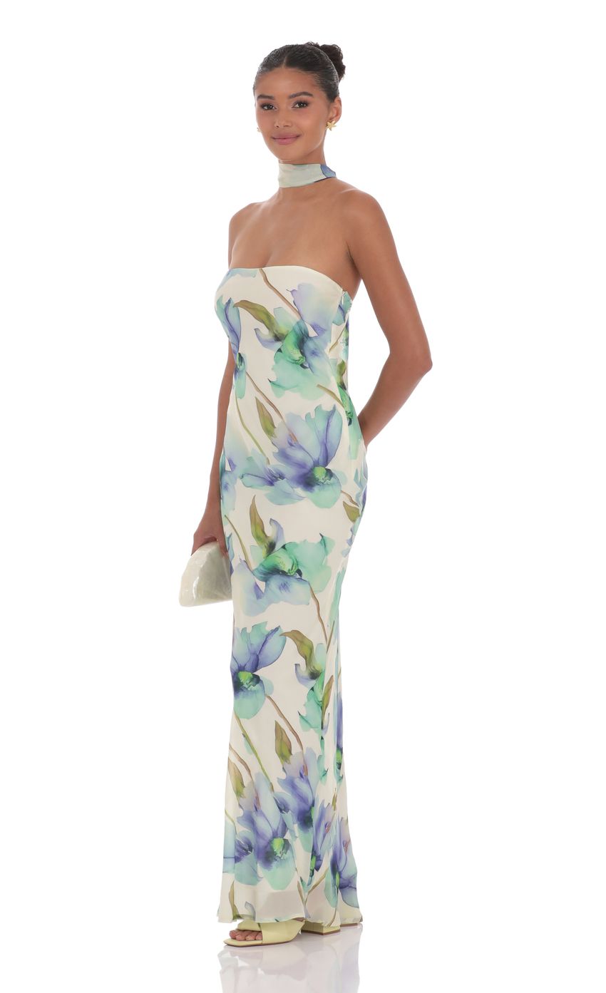 Picture Floral Scarf Maxi Dress in Green. Source: https://media-img.lucyinthesky.com/data/product-media/850xAUTO/7316fcbc-785d-487a-baf8-4f428bd5b78f.jpg