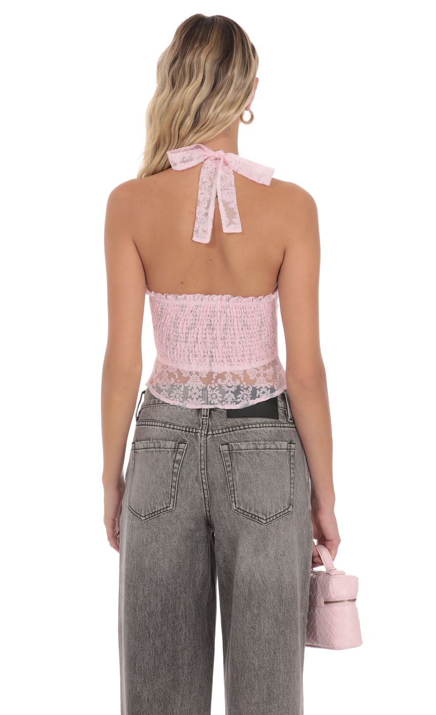 Product image for Motif V-Neck Halter Top in Pink