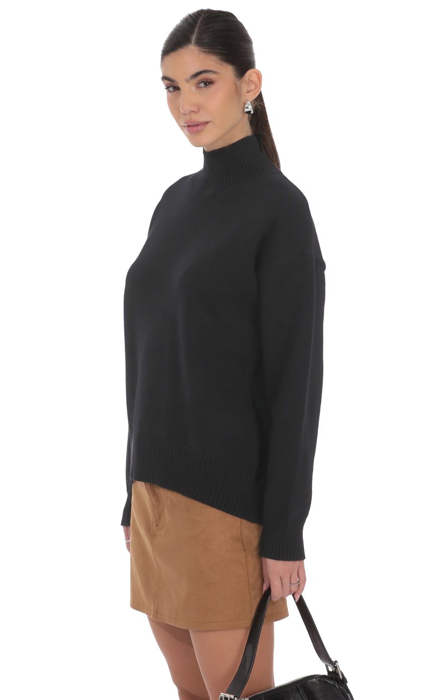 Product image for Turtle Neck Knit Jumper in Black