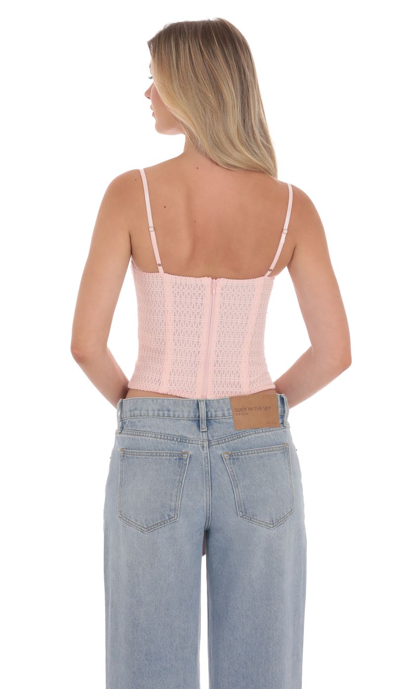 Picture Bow Mesh Bustier in Pink. Source: https://media-img.lucyinthesky.com/data/product-media/850xAUTO/73adf7a0-8e74-465e-adfa-d9f24d4fd253.jpg