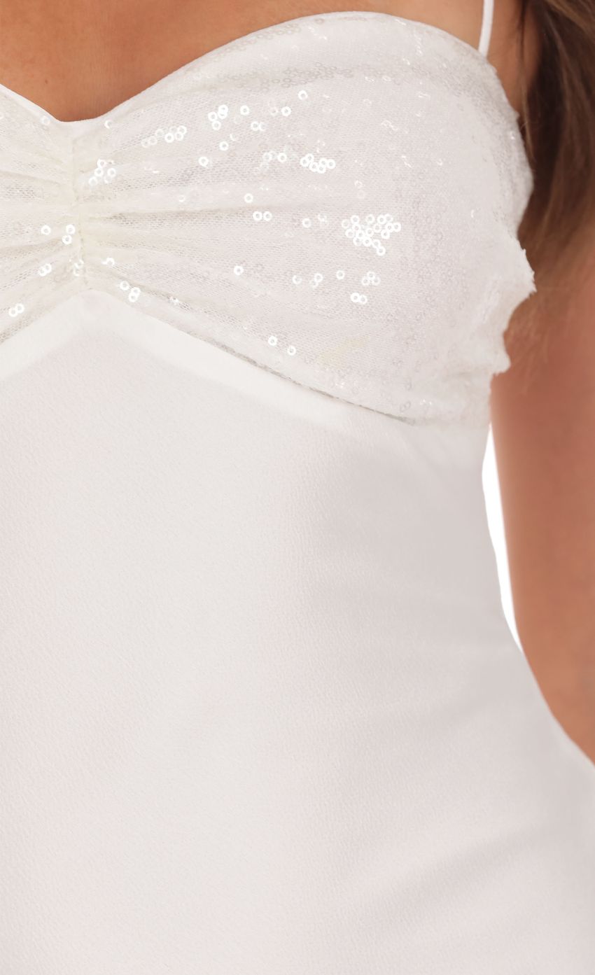 Product image for Sequin Open Back Mini Dress in White