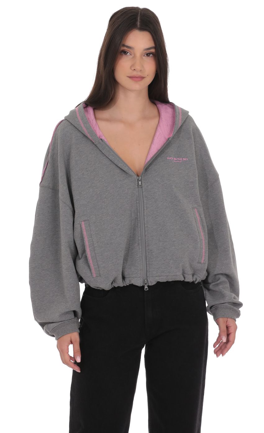 Product image for Two-Toned Cropped Hoodie in Grey
