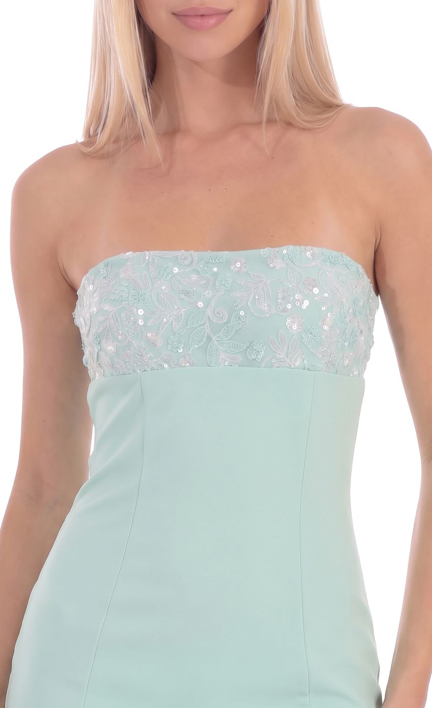 Product image for Floral Sequin Mini Dress in Mint Green