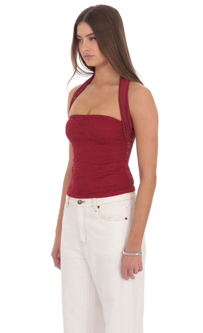 Product image for Lace Halter Top in Red