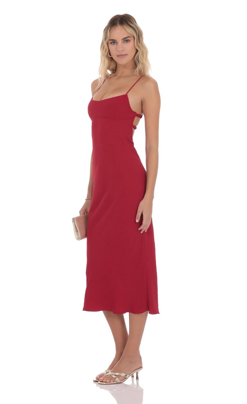 Product image for Crinkle Open Back Midi Dress in Red