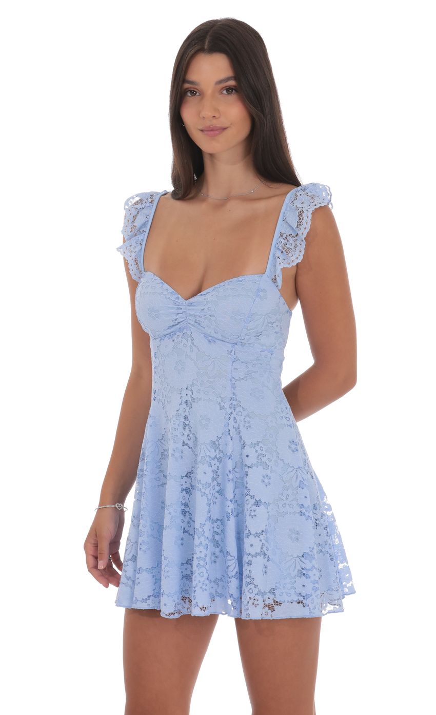 Product image for Lace Fit and Flare Dress in Light Blue