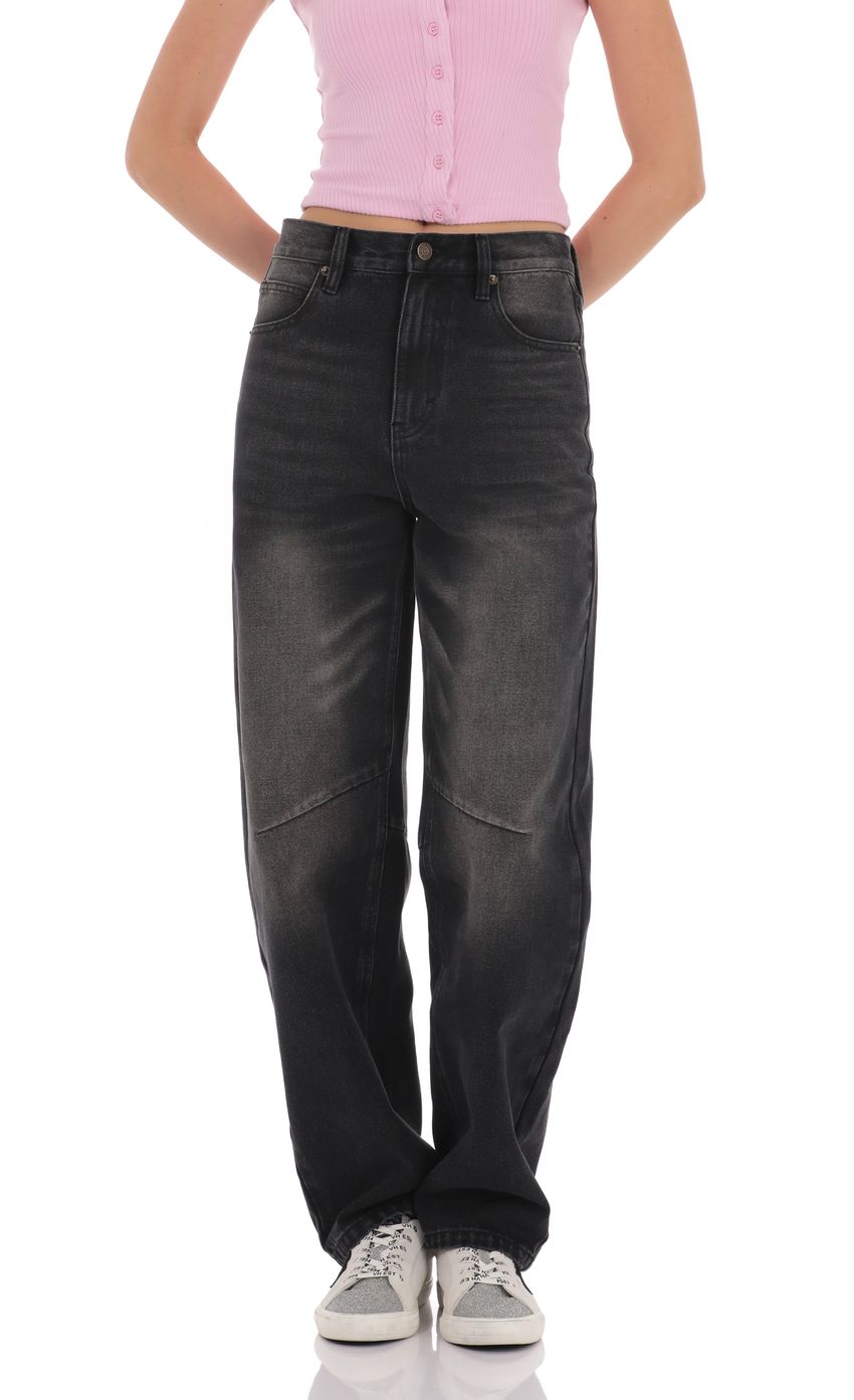 Picture Distress Barrel Jeans in Faded Black. Source: https://media-img.lucyinthesky.com/data/product-media/850xAUTO/75f3104b-6021-4276-861a-b5b45dfc9c7e.jpg