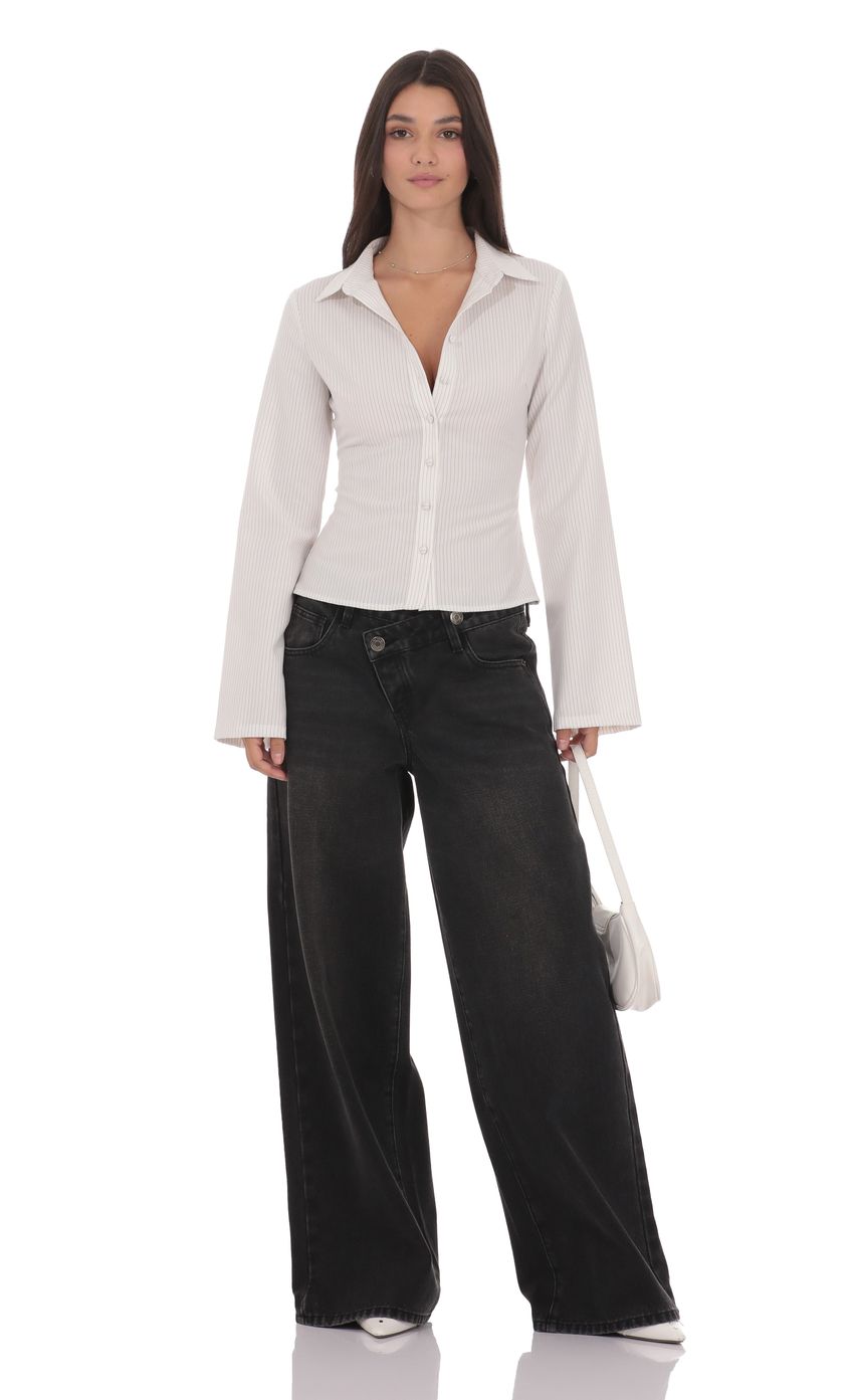 Изображение товара для Белая рубашка в тонкую полоску на пуговицах