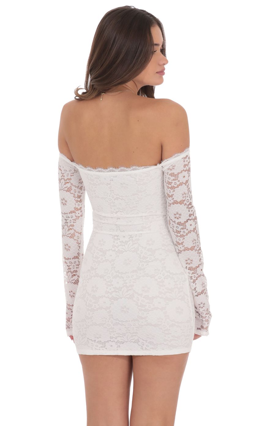 Product image for Lace Off Shoulder Bodycon Dress in White