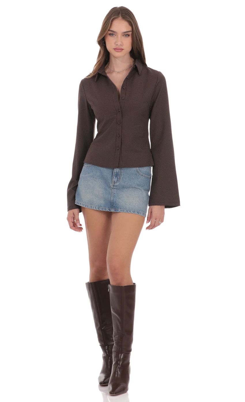 Изображение товара для Рубашка в коричневую полоску на пуговицах