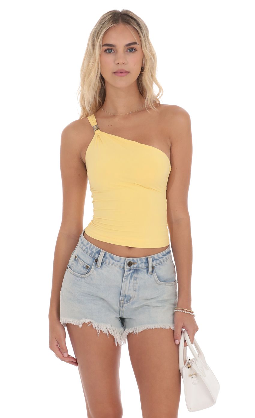 Product image for One Shoulder Embellished Top in Yellow