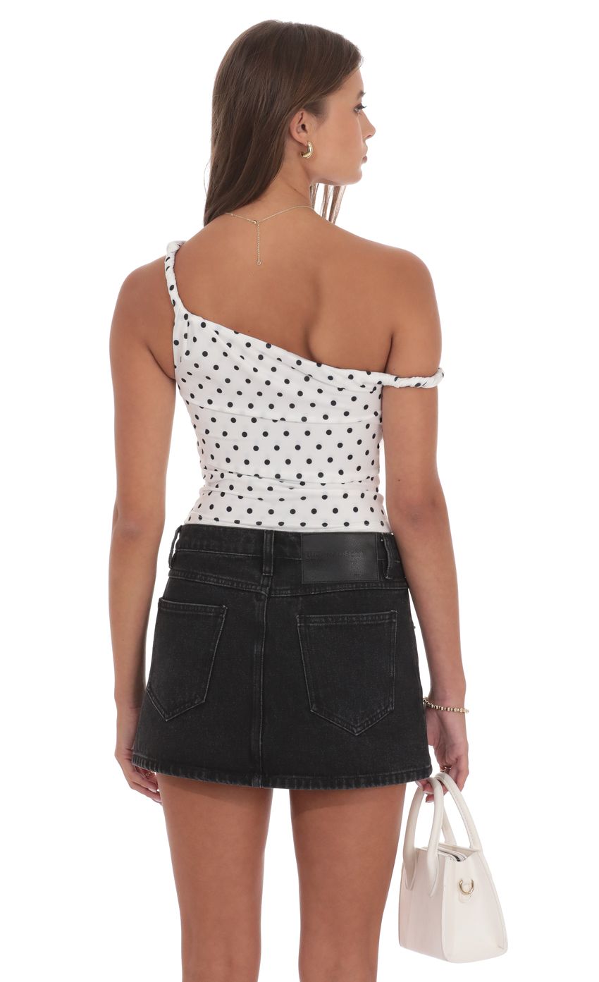 Product image for Polka Dot Off Shoulder Twist Top in White