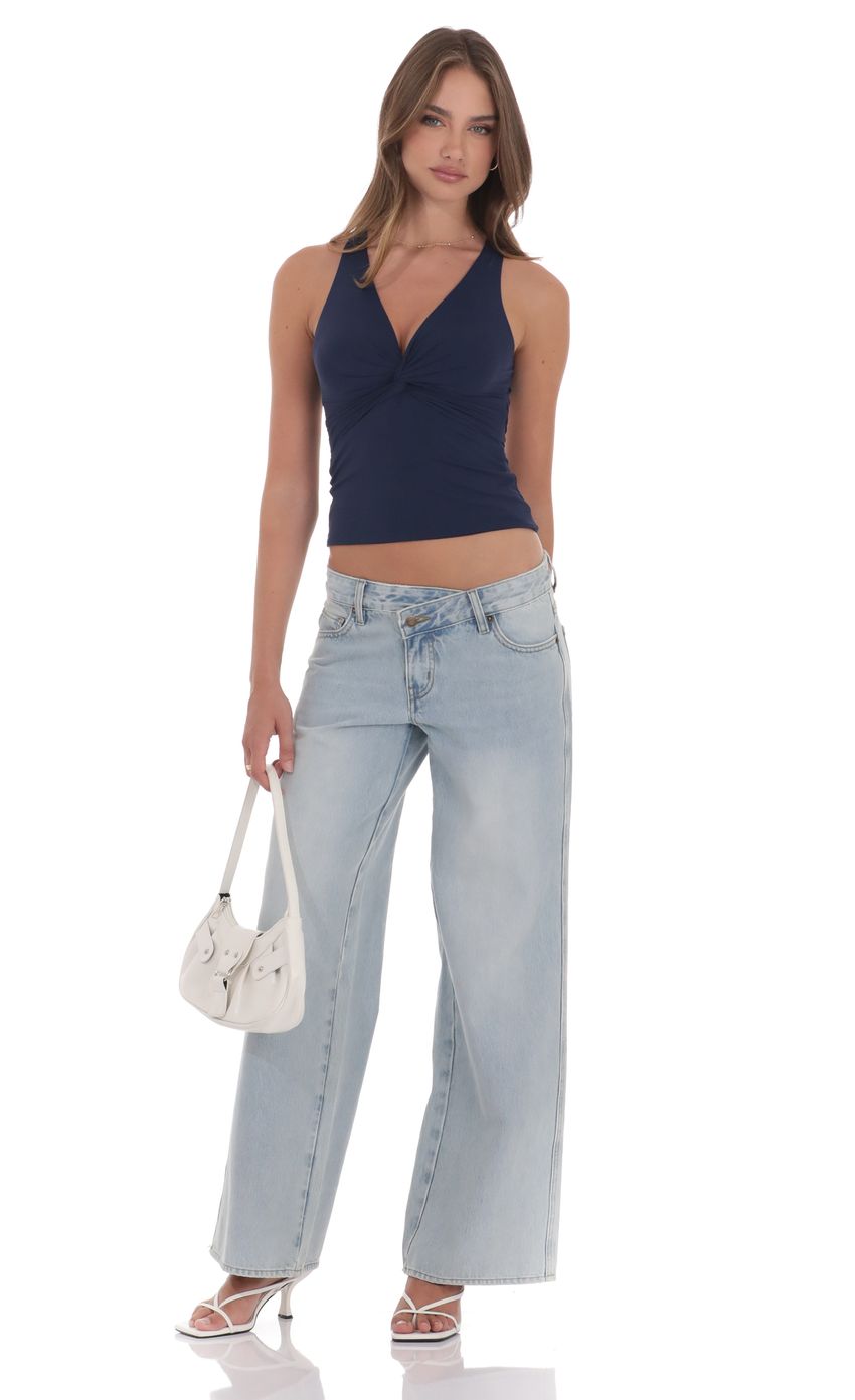Product image for Twist Cross Back Top in Navy