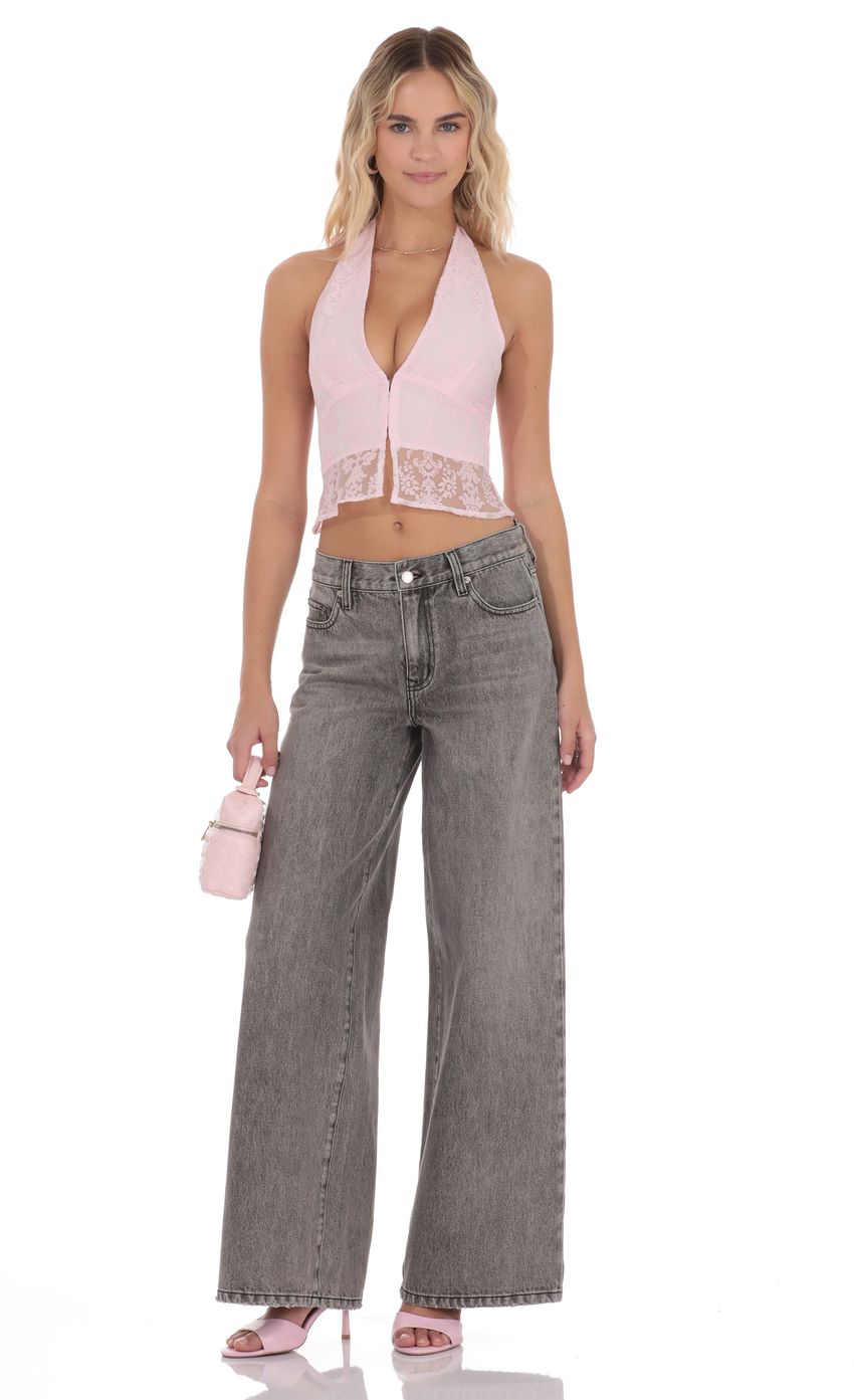 Product image for Motif V-Neck Halter Top in Pink