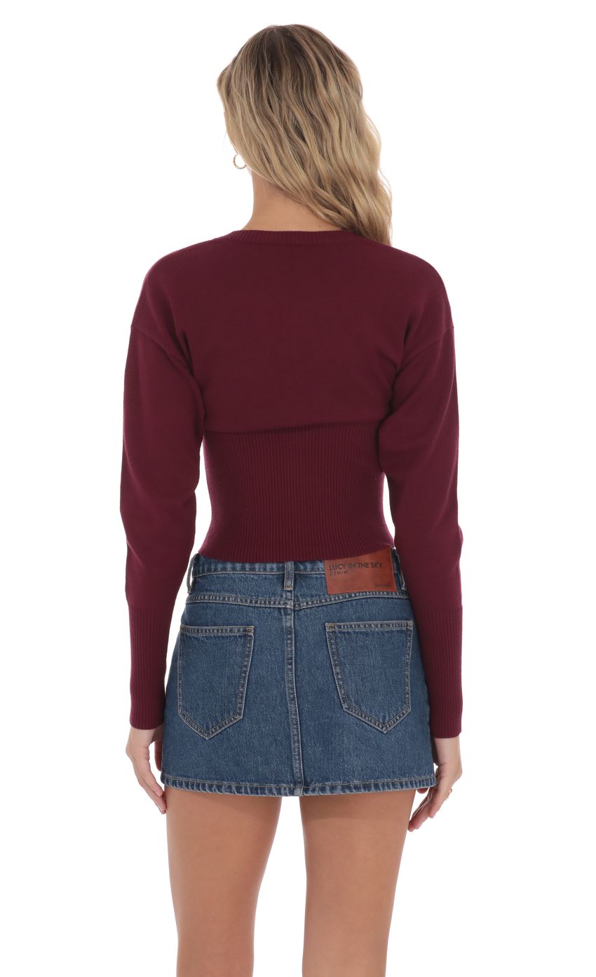 Изображение товара для Приталенный кардиган бордового цвета