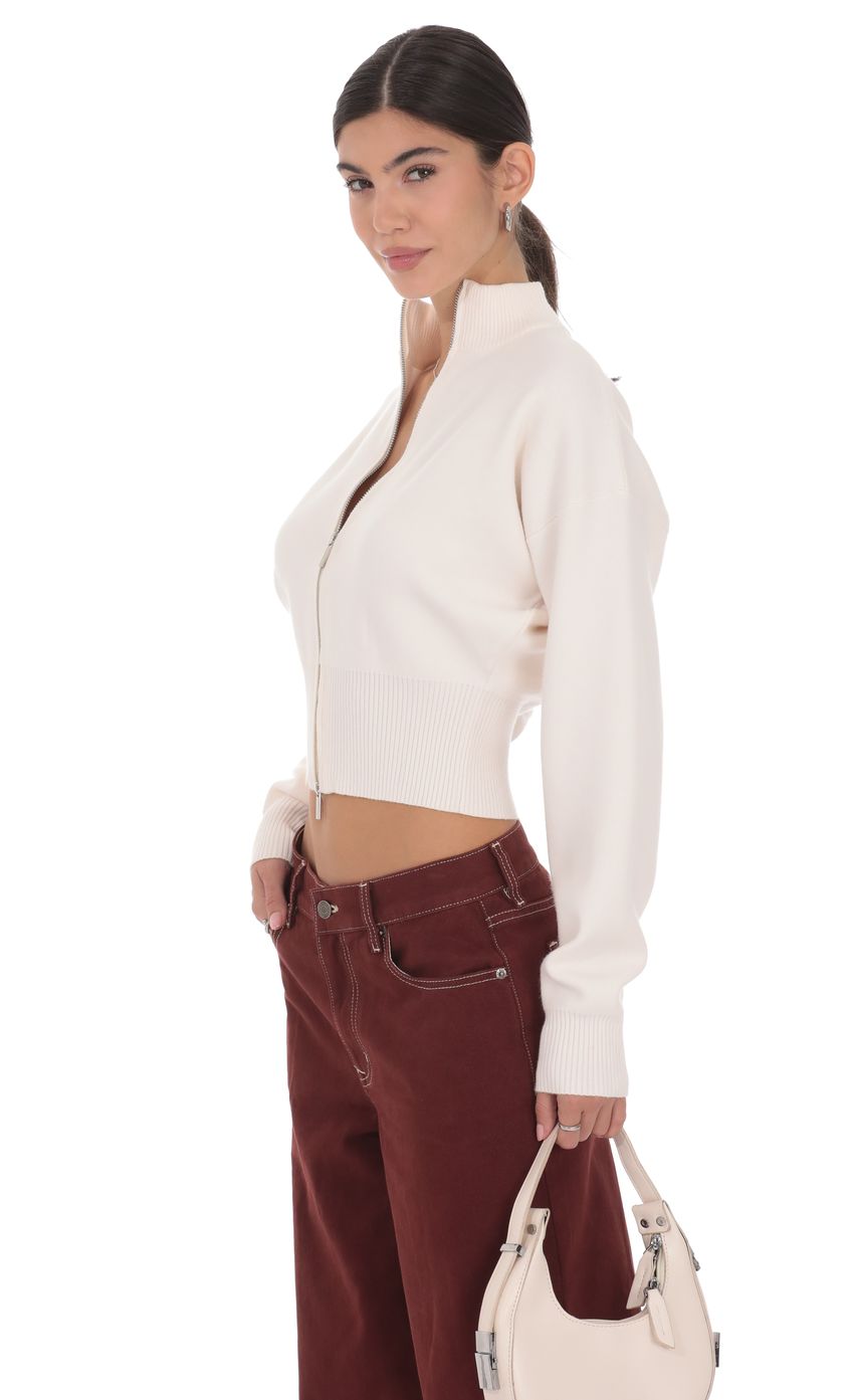 Изображение товара для Джемпер с молнией и воротником-стойкой бежевый