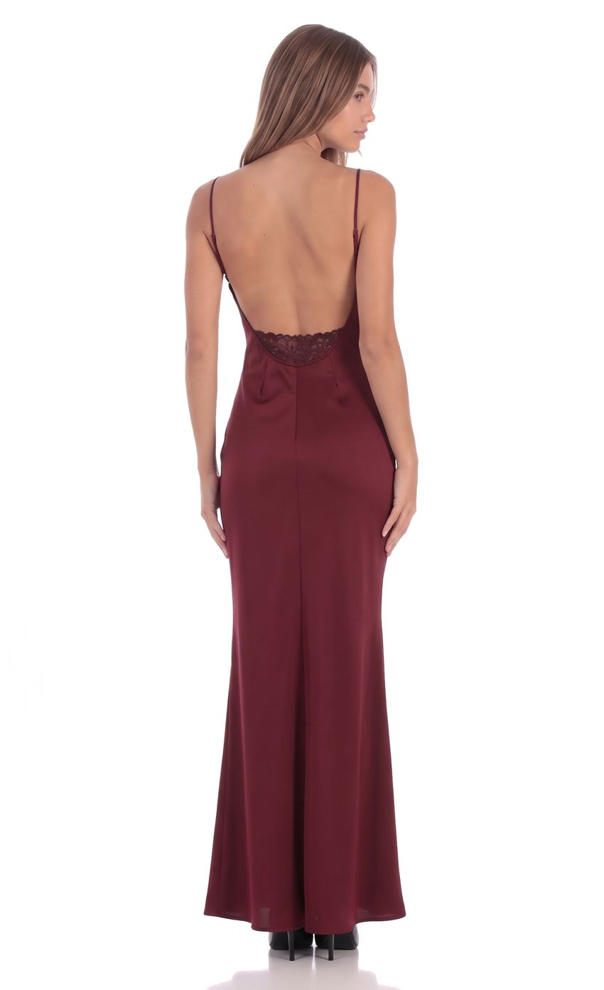 Product image for Lace Trim Maxi Dress in Burgundy