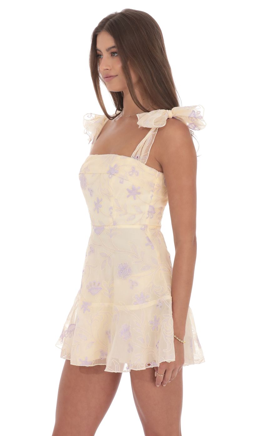 Product image for Embroidered Floral A-line Dress in Cream