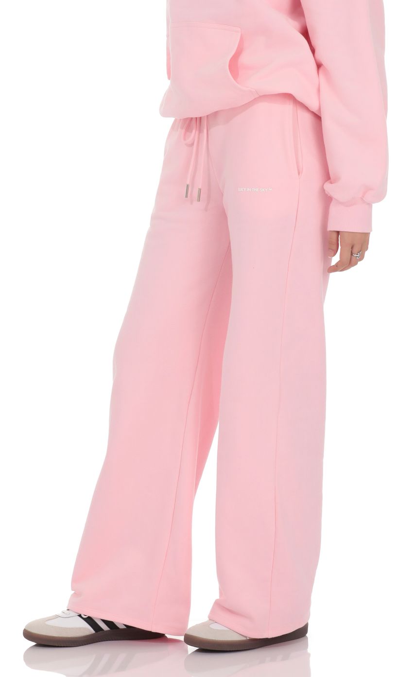 Изображение товара для Прямые флисовые брюки розового цвета