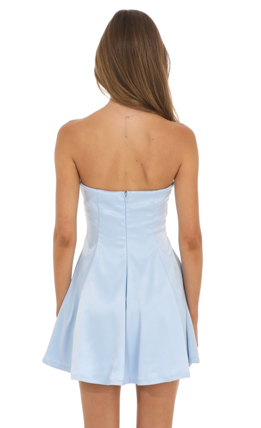 Product image for Strapless Satin Dress in Blue