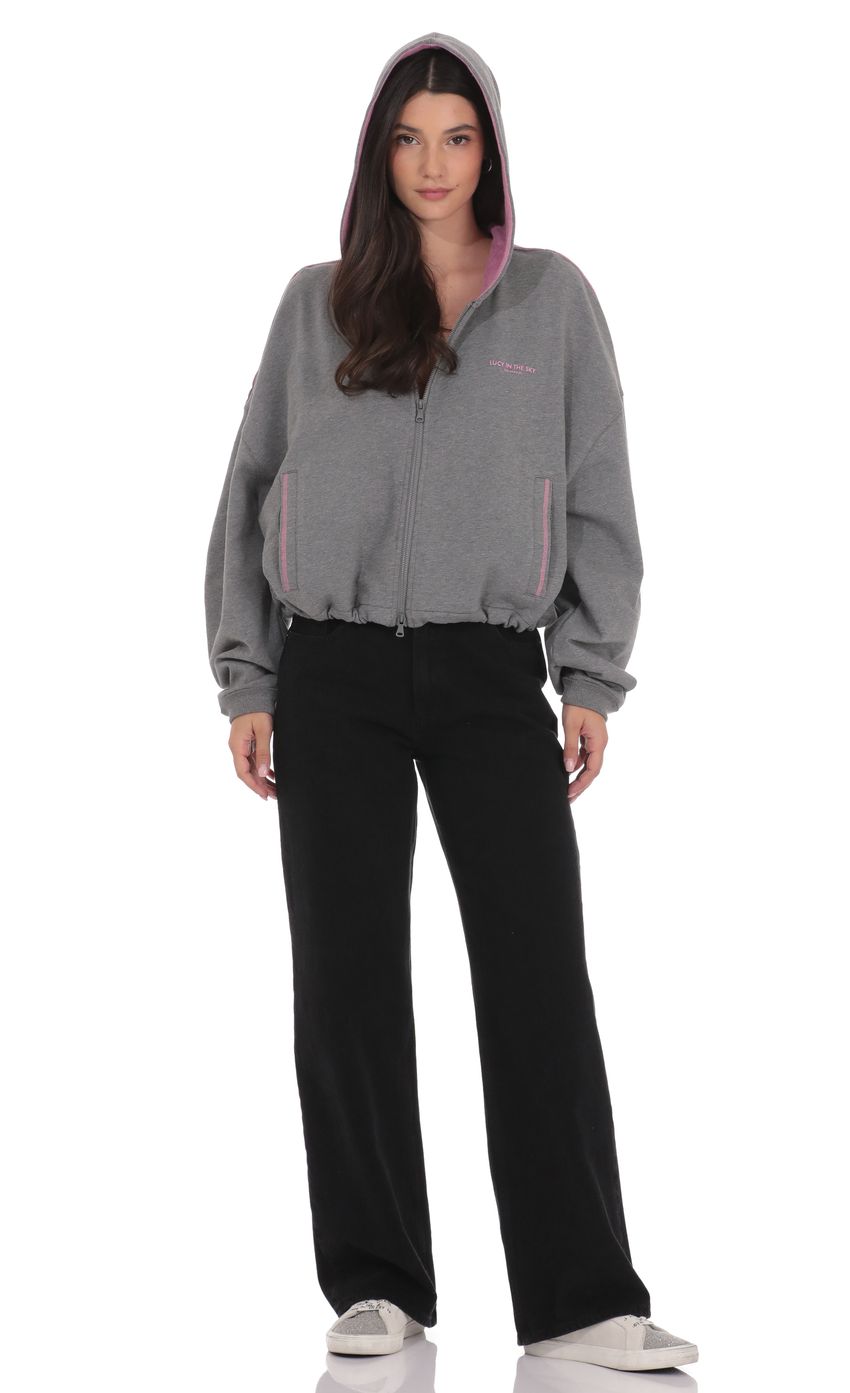 Product image for Two-Toned Cropped Hoodie in Grey