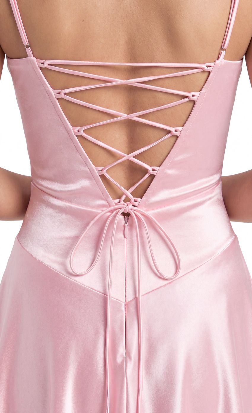 Product image for Satin Lace-Up Mini Dress in Pink