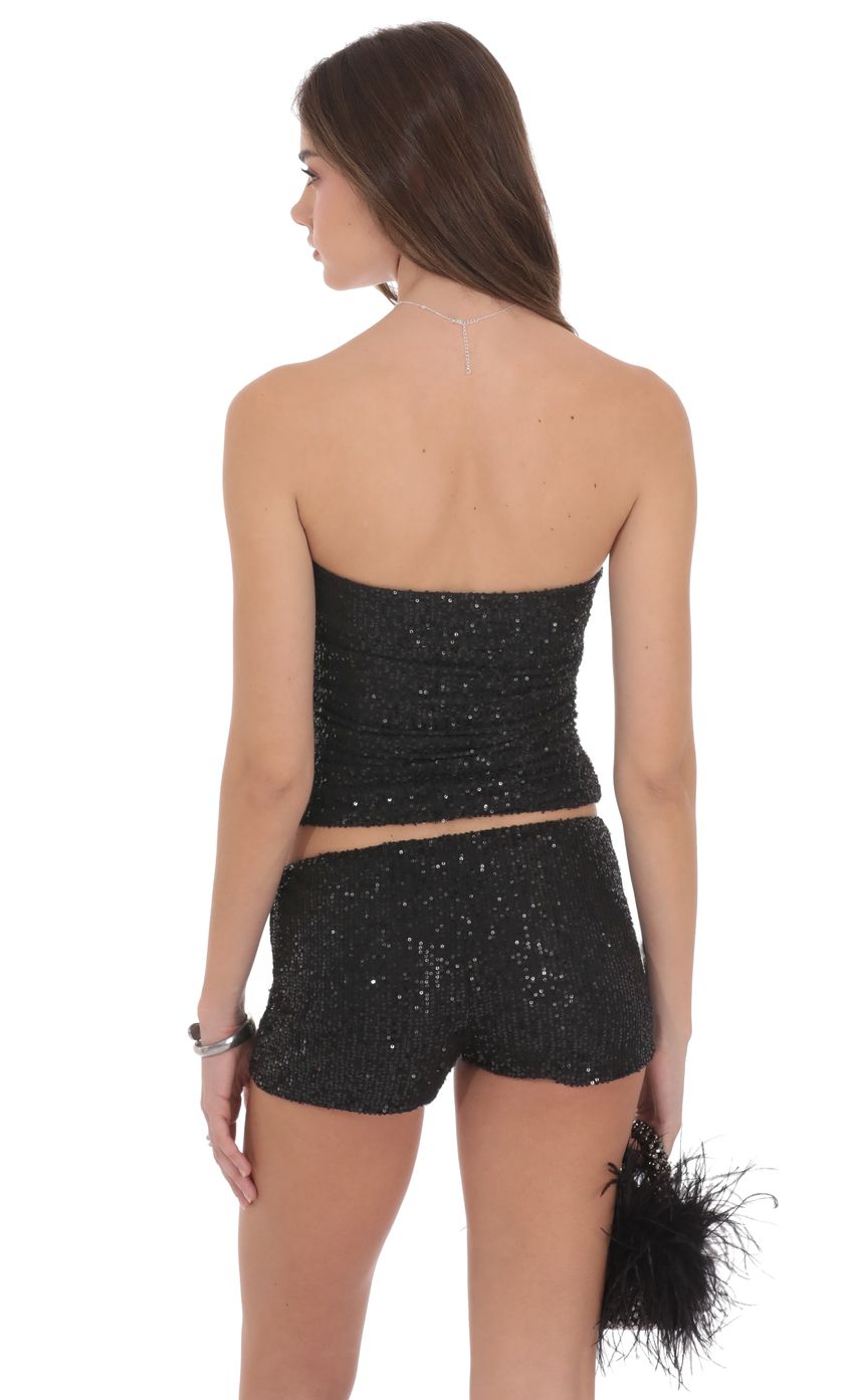 Product image for Sequin Ruched Tube Top in Black