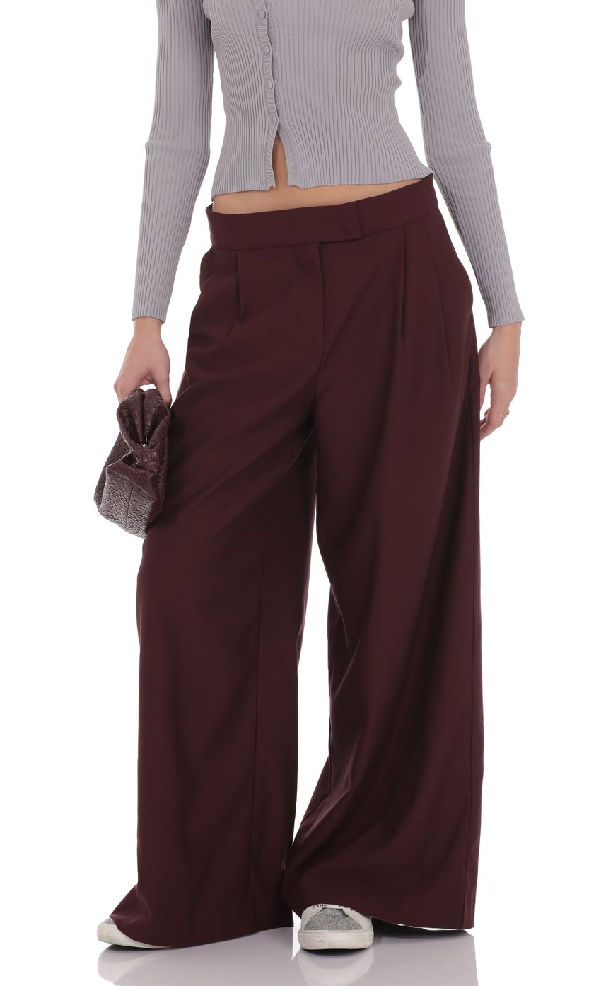 Product image for Pleated Baggy Trousers in Burgundy
