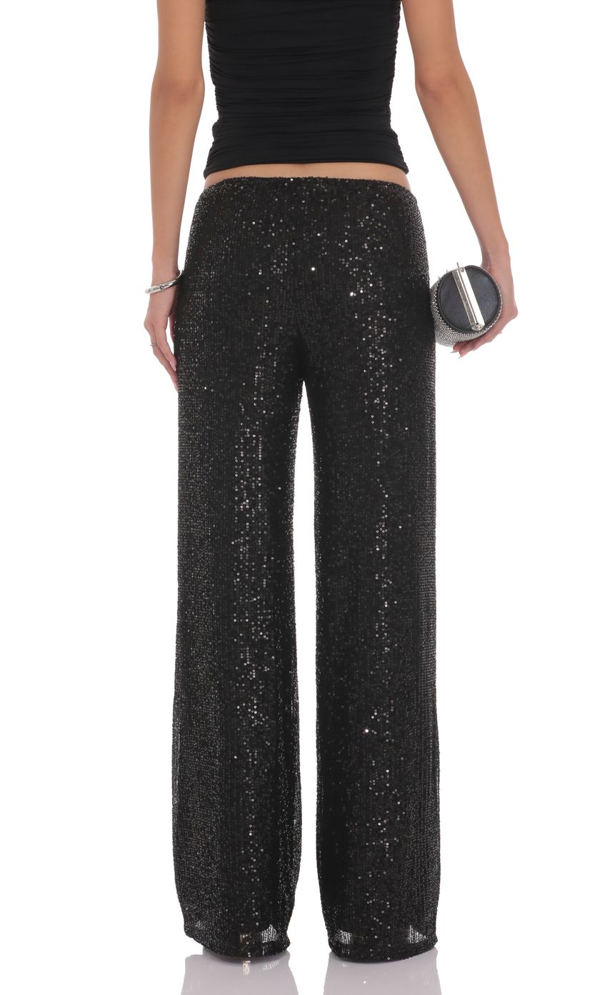 Product image for Straight Sequin Pants in Black