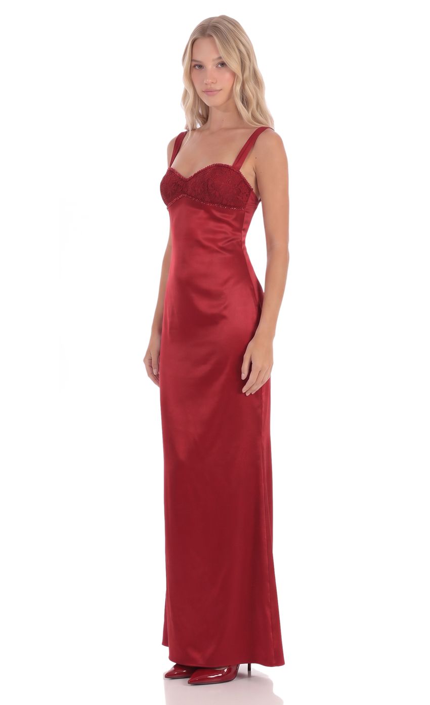 Product image for Beaded Sweetheart Maxi Dress in Red