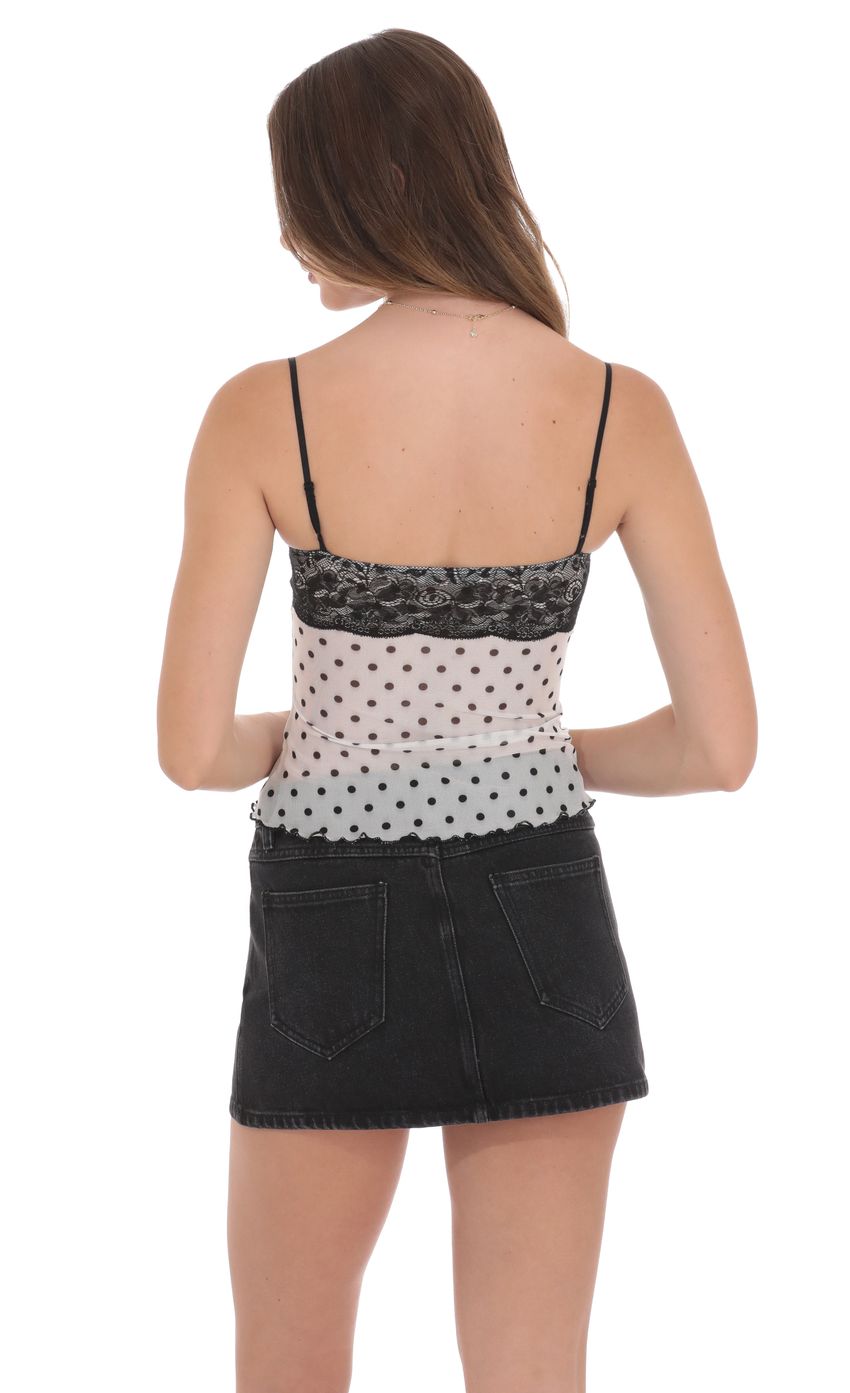 Product image for Lace Bust Polka Dot Top in White
