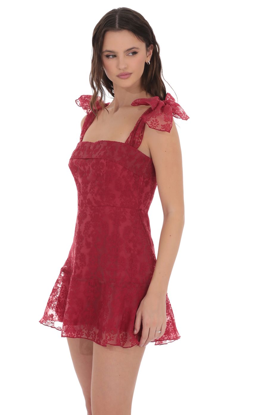 Product image for Motif Pattern A-line Dress in Red