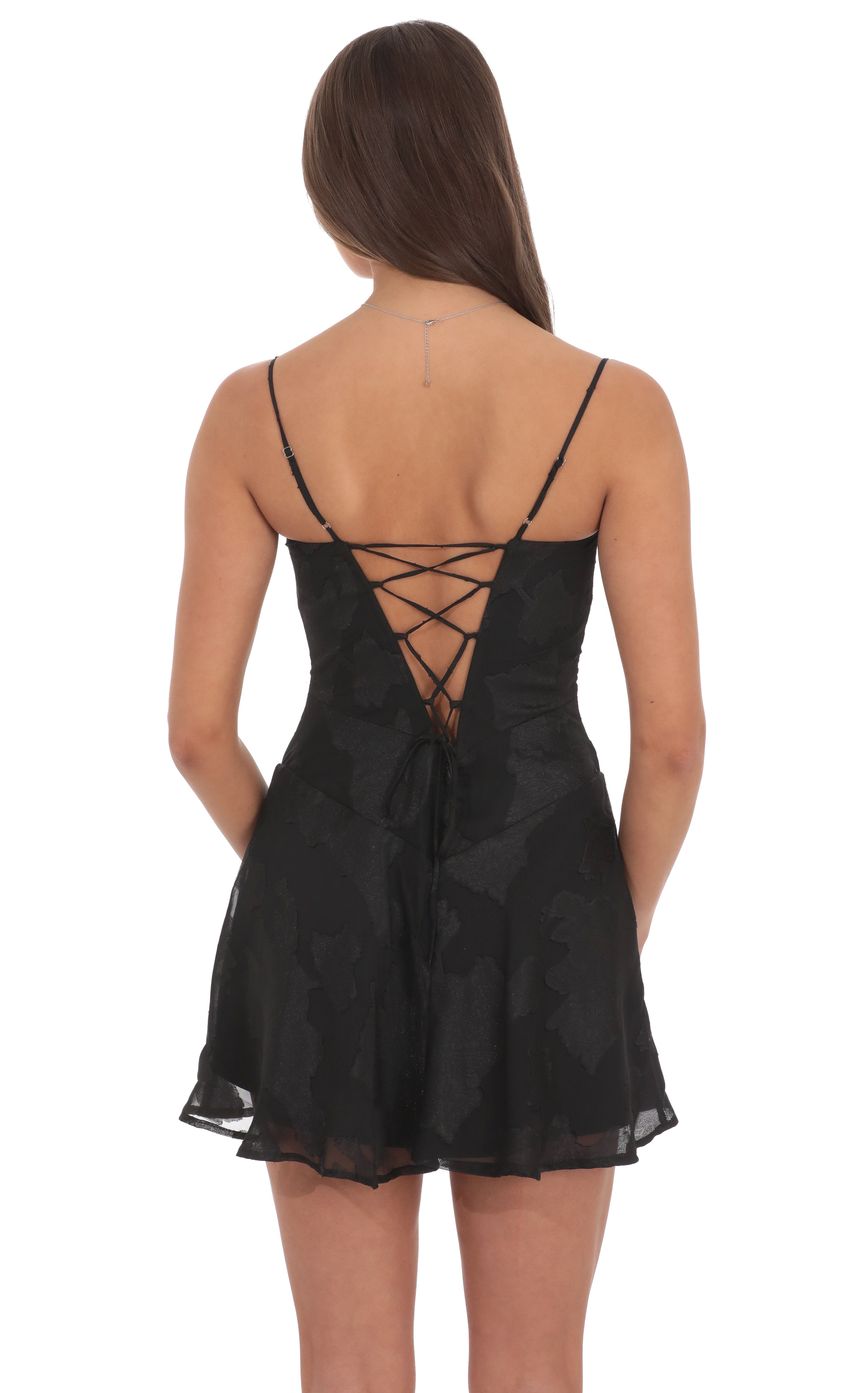 Product image for Textured Pattern A-line Dress in Black